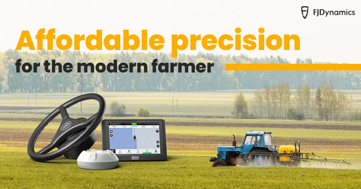 AT2 automated steering system integrated on a tractor in the field