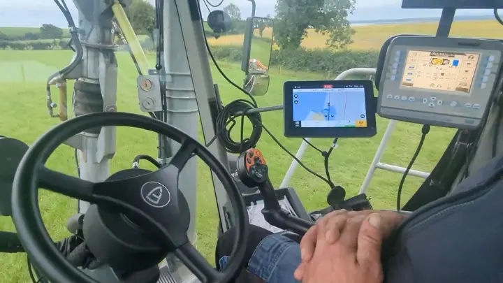 A Polish farmer automated wheat harvesting with FJD Precision Ag GPS technology.
