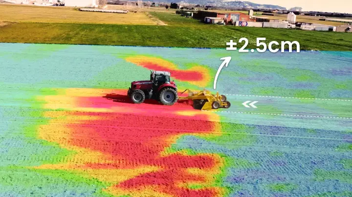 Tractor performing 3D land leveling for most profitable crop