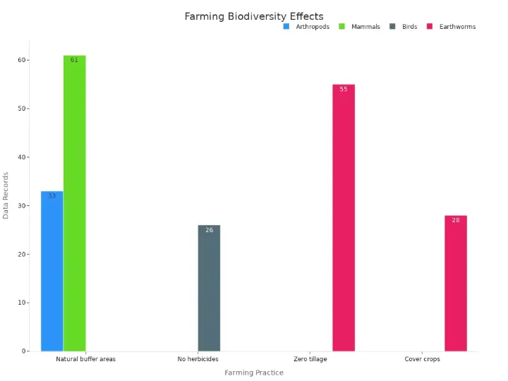 Biodiversity impact of farming practices in permaculture