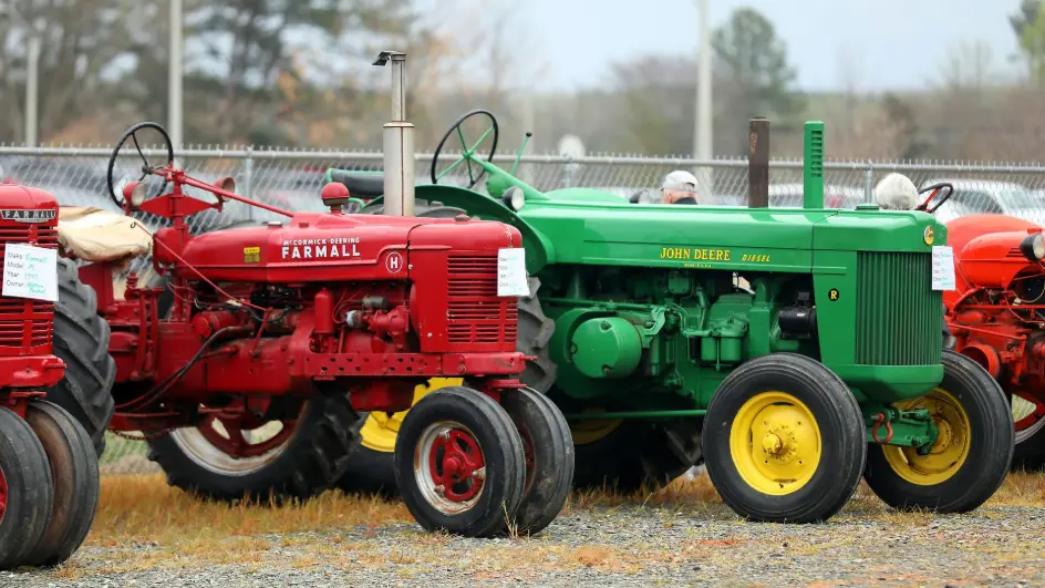 Vintage tractors on display at farm show