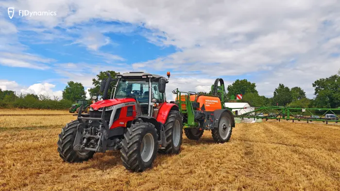 A tractor on the field
