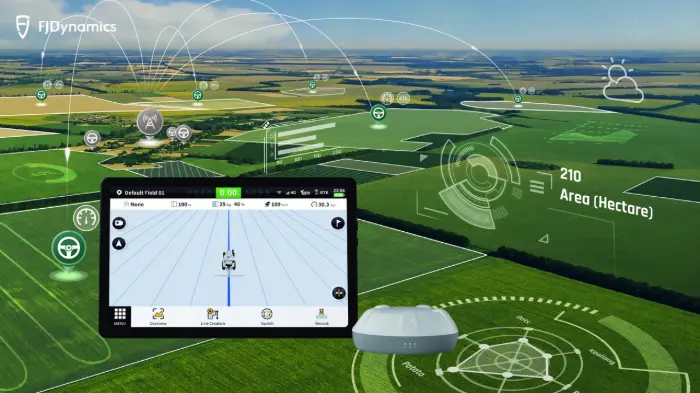 Smart farming tech on green fields
