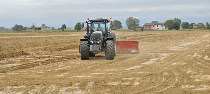 a smart tractor is working
