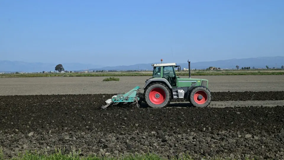 a tractor is working.