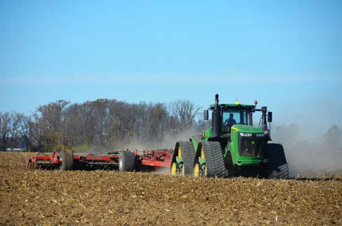 a smart tractor is working