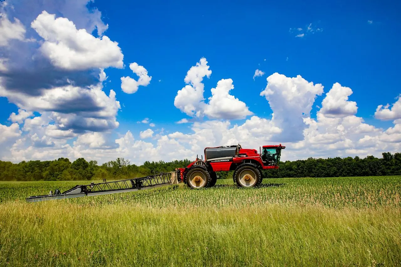 Agricultural machinery equipped with isobus is at work